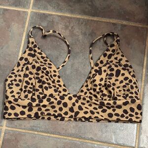 Boys + Arrows Tan and Black Leopard Print Triangle Bikini Top